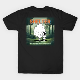 shelter ,Trees shelter  the house from the wind. T-Shirt